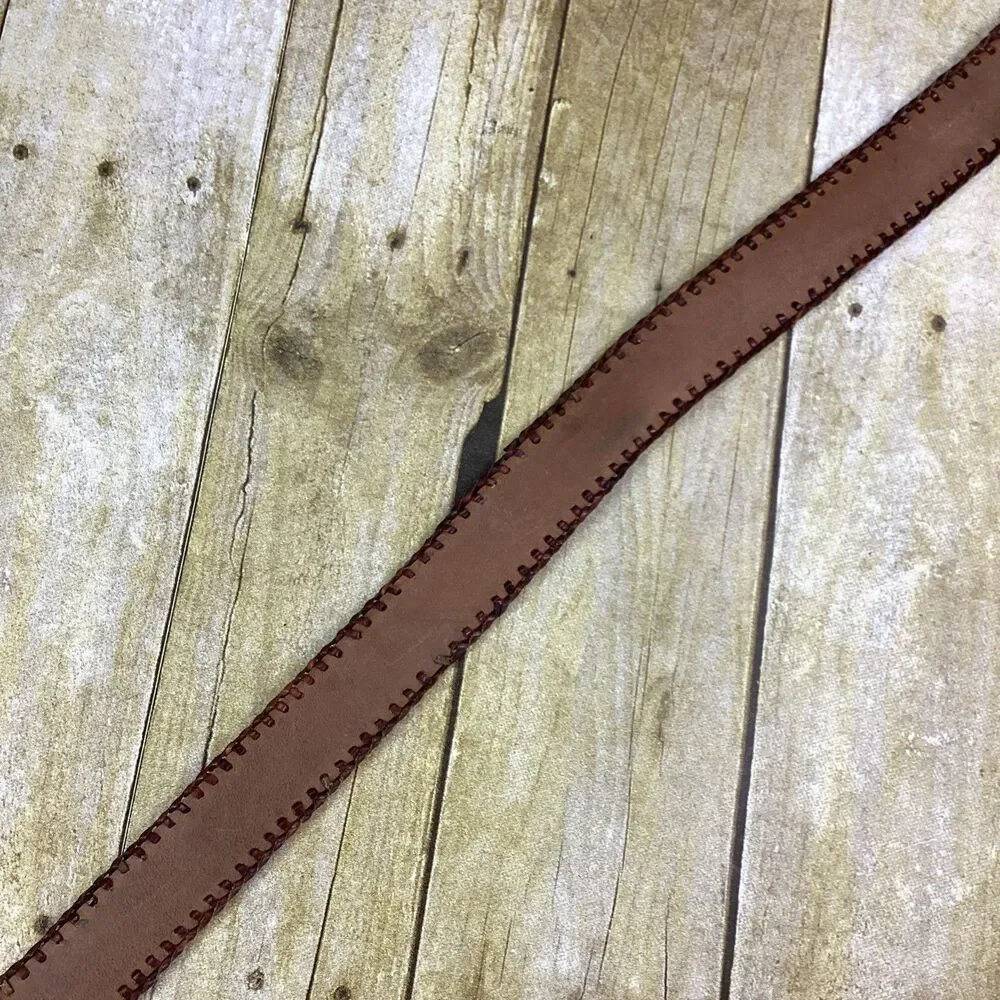 Lucky Brand Boho Embroidered Leather Belt Small Size S Western Aztec Braid Edge